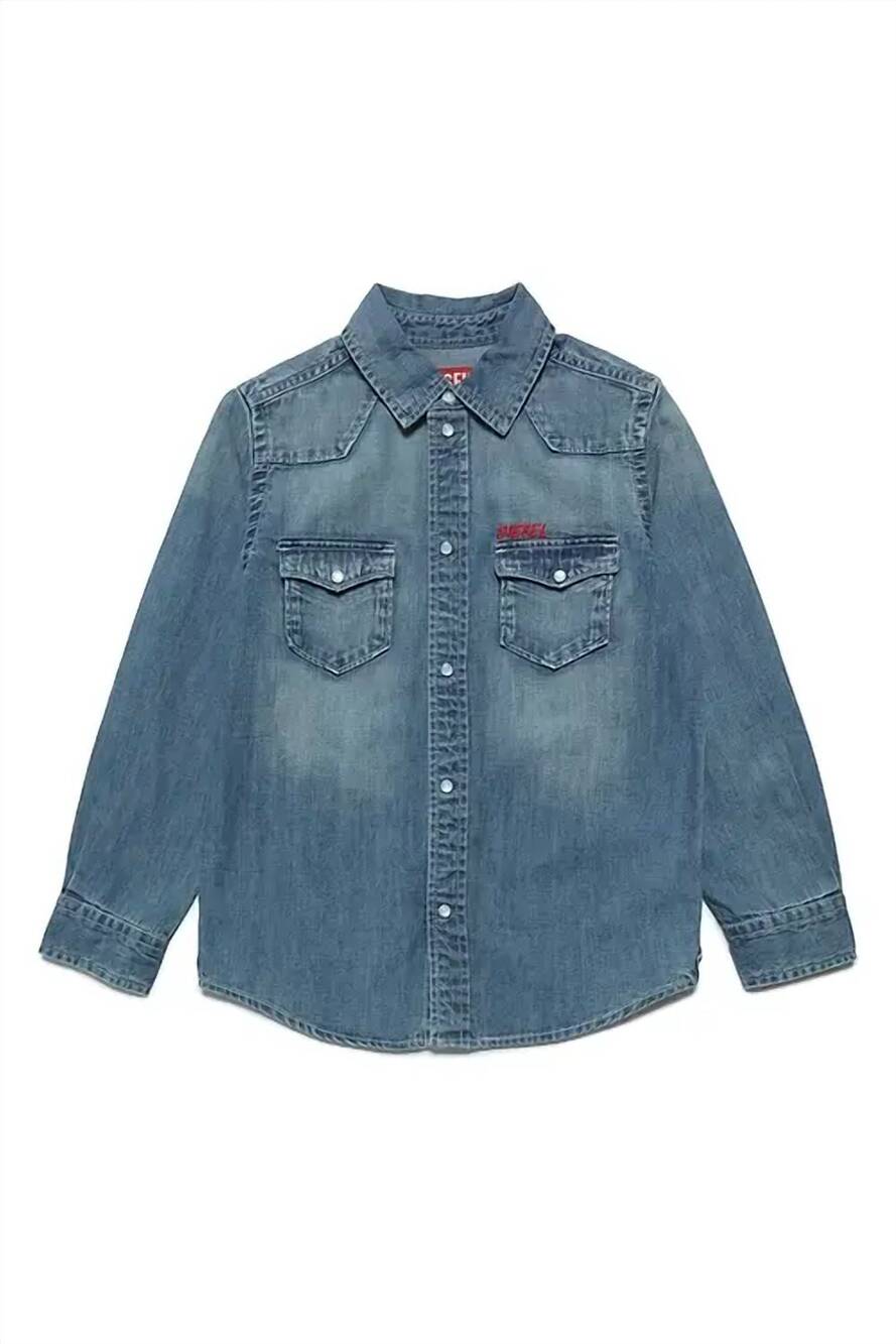 NEW DIESEL kids denim shirt in blue